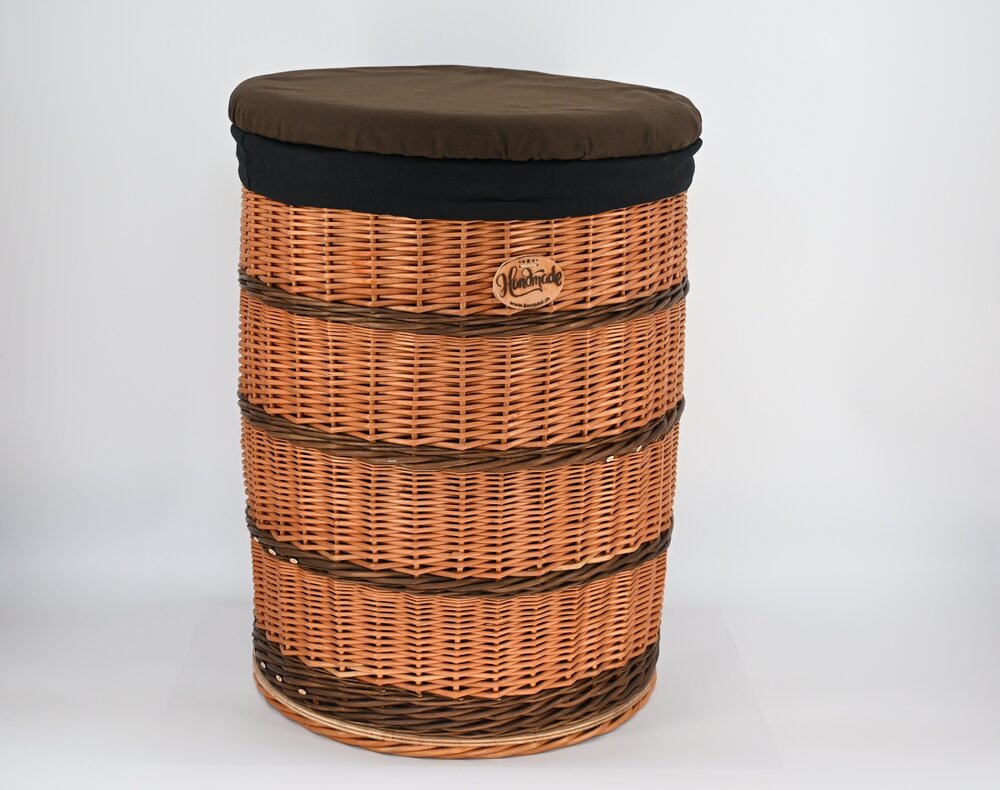 Handgeflochtener W&auml;schekorb rund